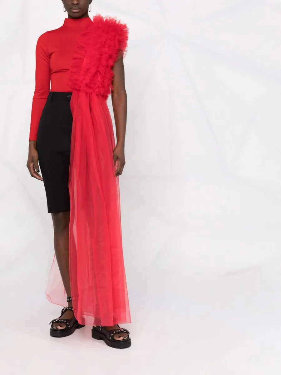 x Lia Aram tulle ruffle detail bodysuit 3