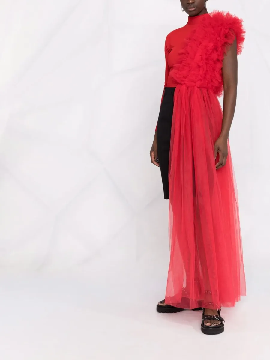 x Lia Aram tulle ruffle detail bodysuit 11