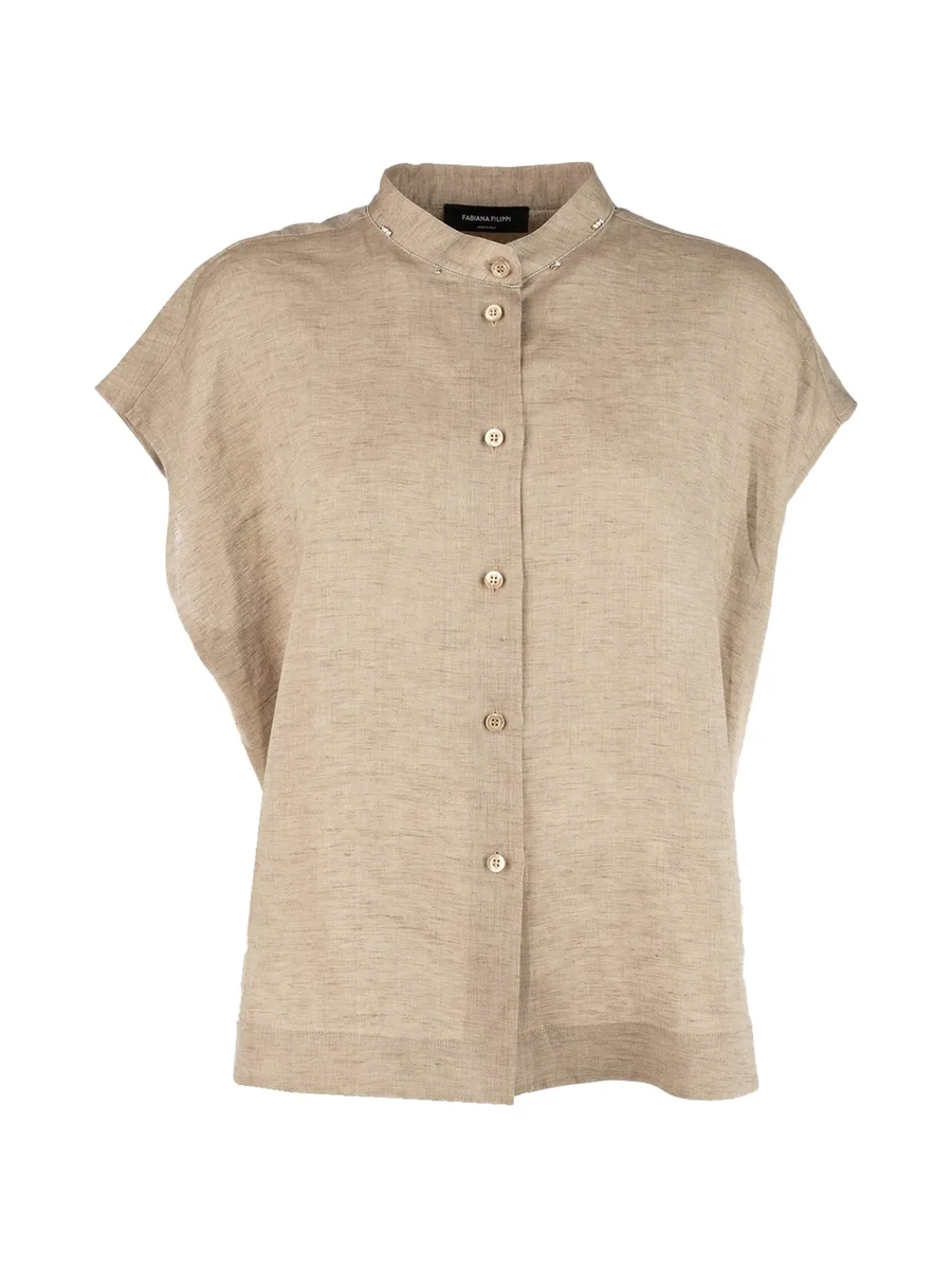 mandarin collar button blouse 1