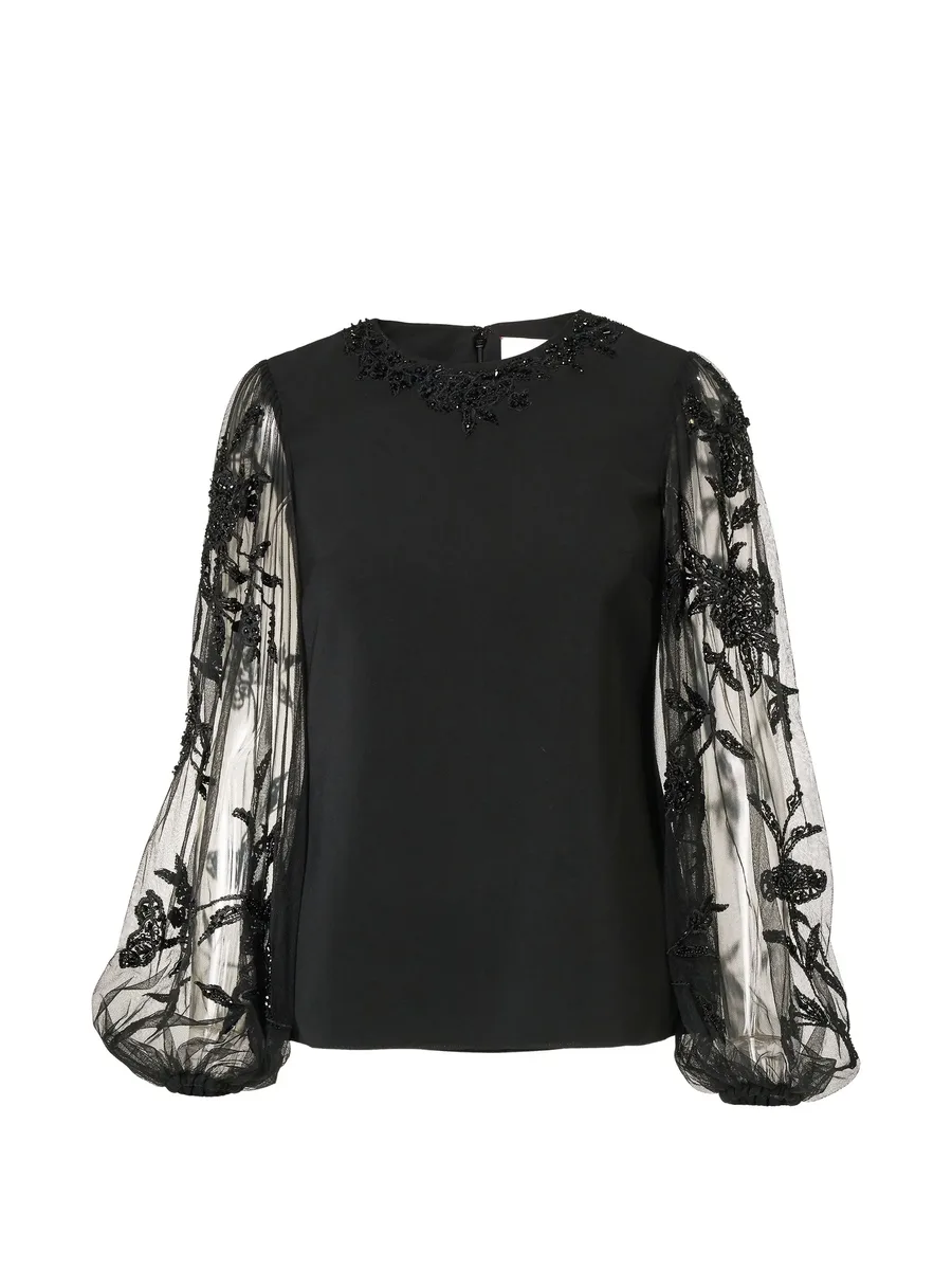 embroidered puff-sleeve top 1