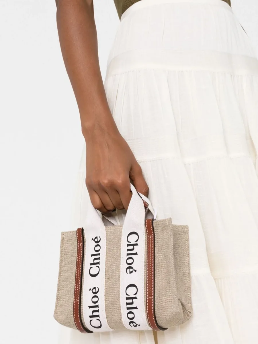 mini Woody linen tote bag 6