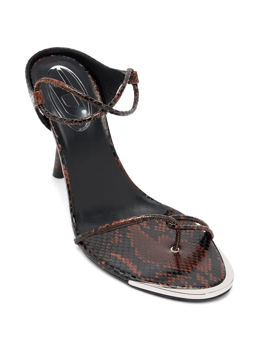 D-Diam's-thin cord sandals in croc-effect leather 10