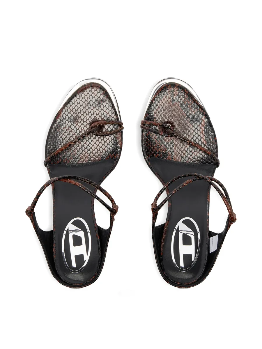 D-Diam's-thin cord sandals in croc-effect leather 7