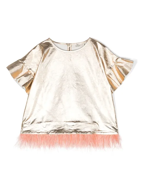 ruffled-cuffs organic-cotton T-shirt