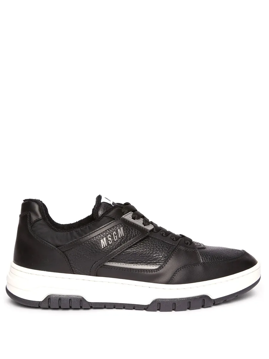 panelled leather sneakers 1