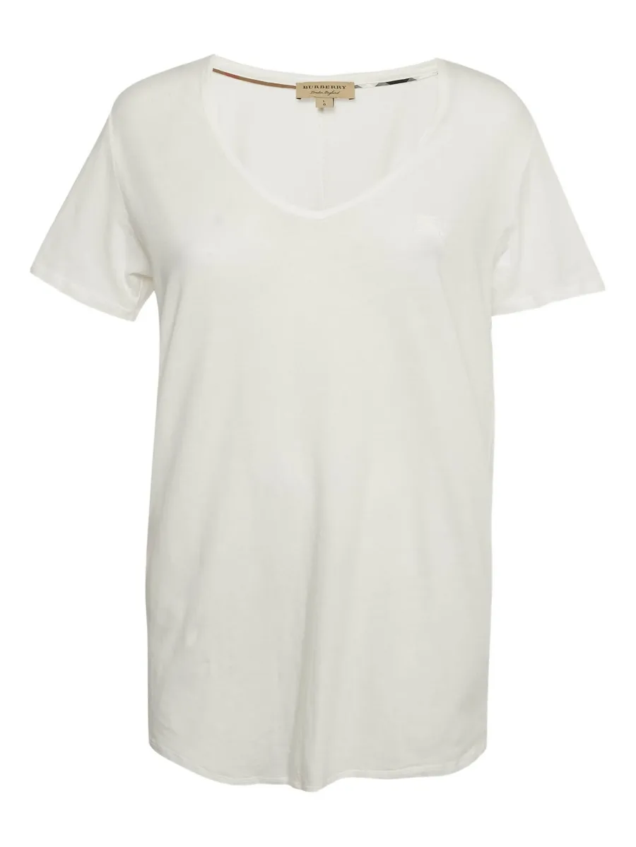 v-neck embroidered-logo t-shirt 1