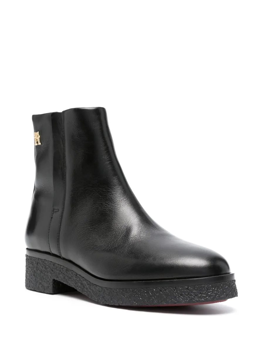 logo-plaque leather ankle boots 5
