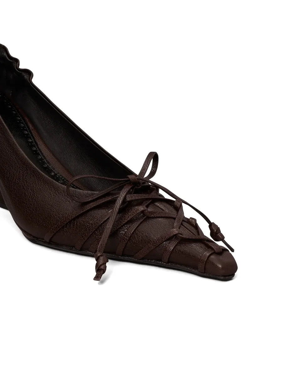 lace-up wedge pumps 8