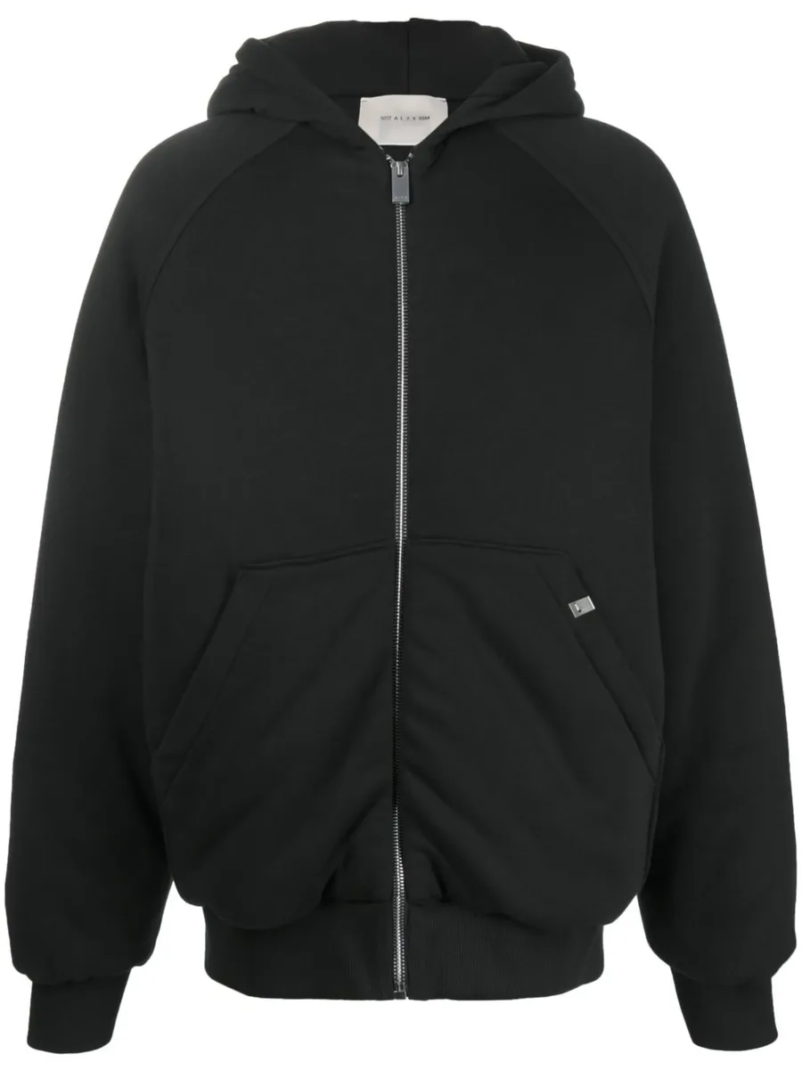 logo-embroidered hooded bomber jacket 1