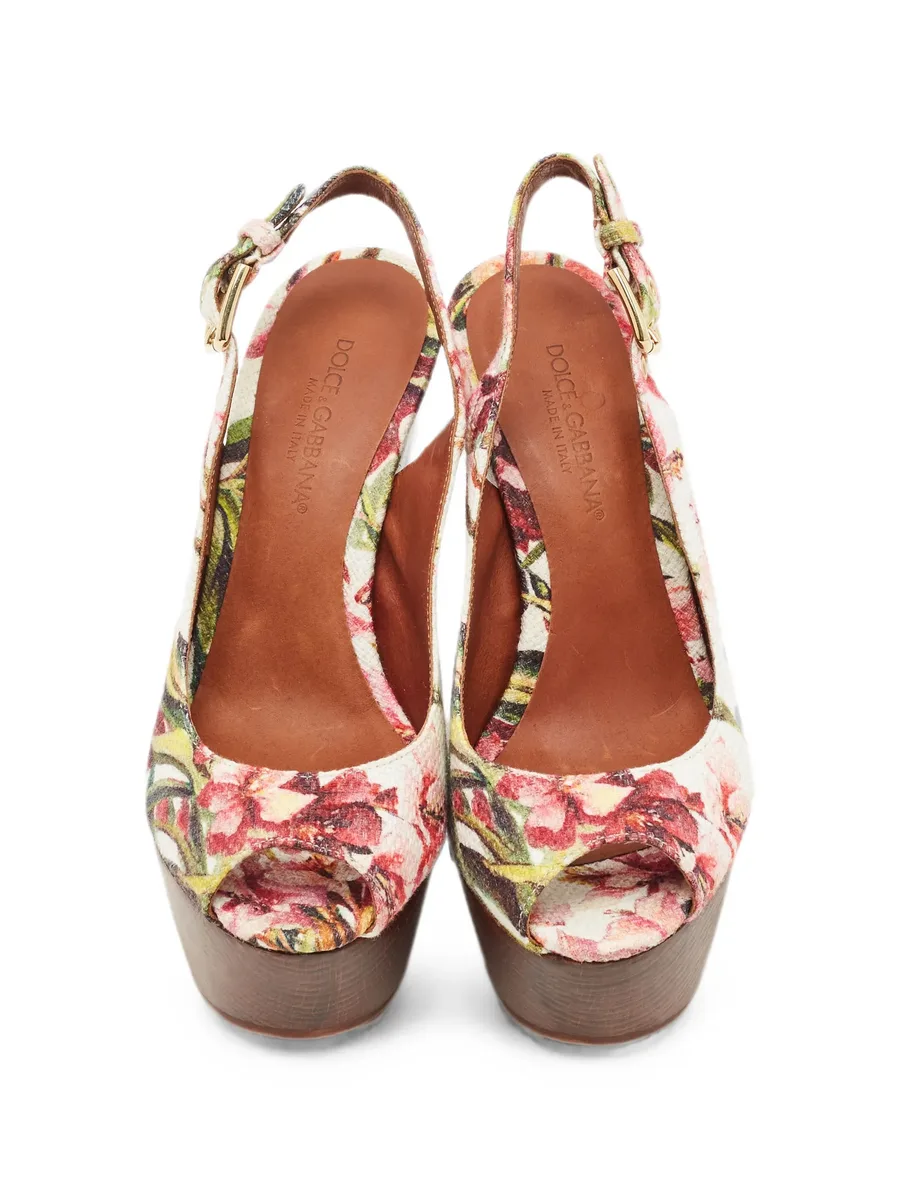 floral-print platform heeled sandals 6