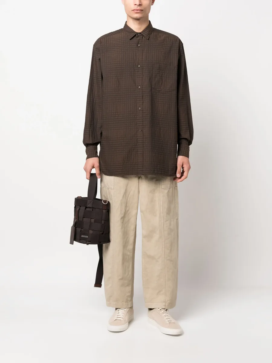 checked- jacquard long-sleeve shirt 4