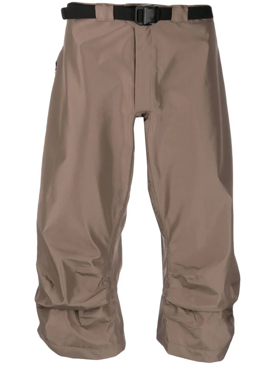 buckle-fastening satin cropped trousers 1
