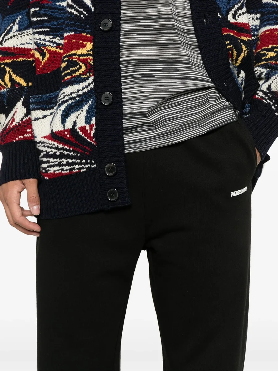 chevron-inserts cotton track pants 10
