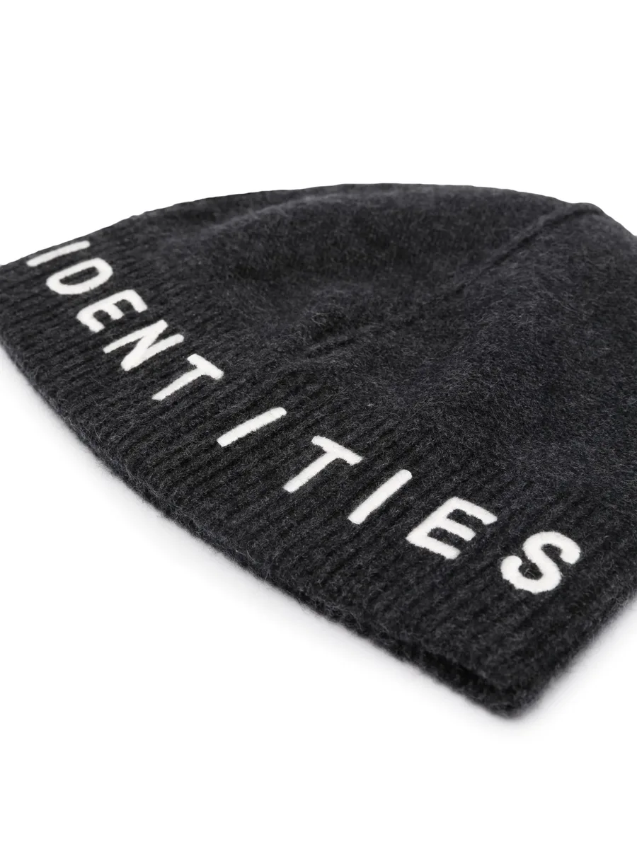 slogan-embroidered ribbed-knit beanie 3