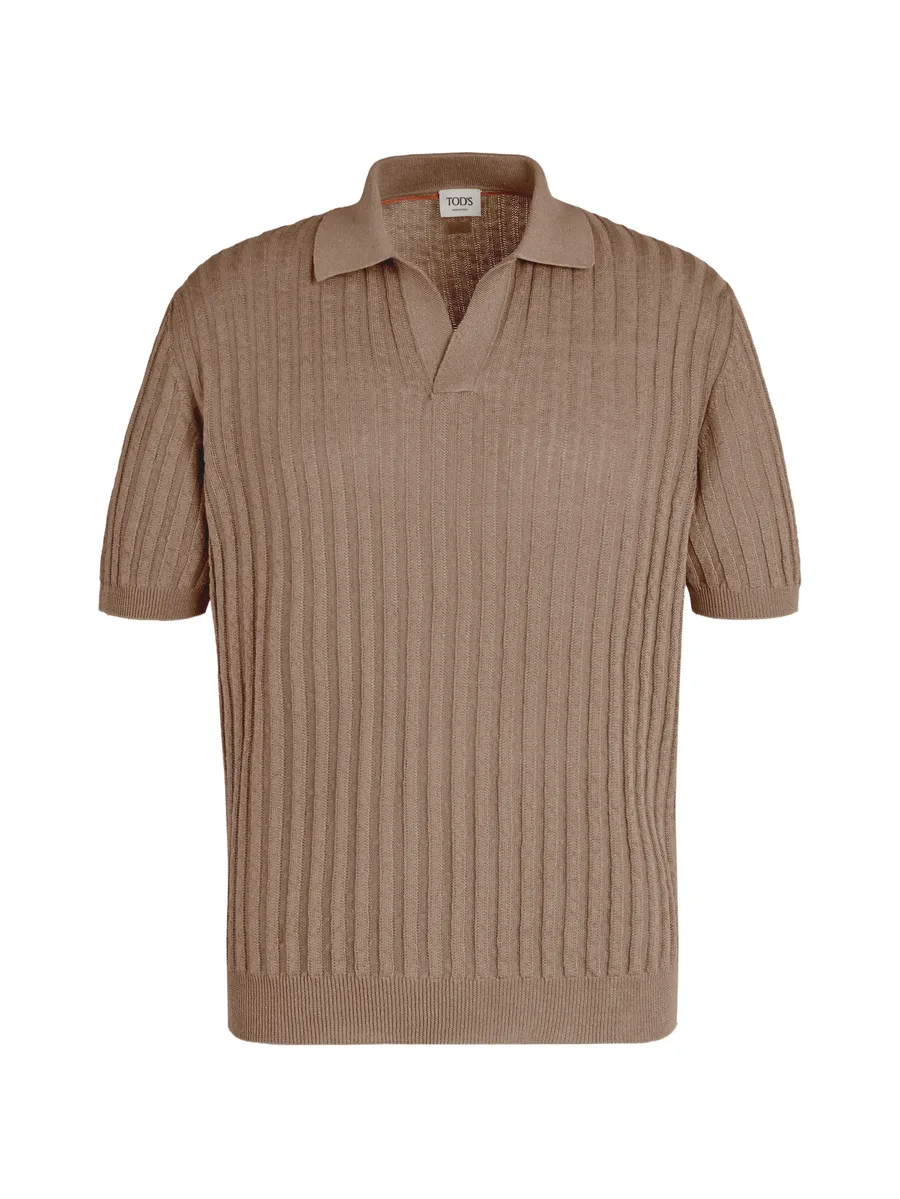 ribbed short-sleeve polo shirt 1