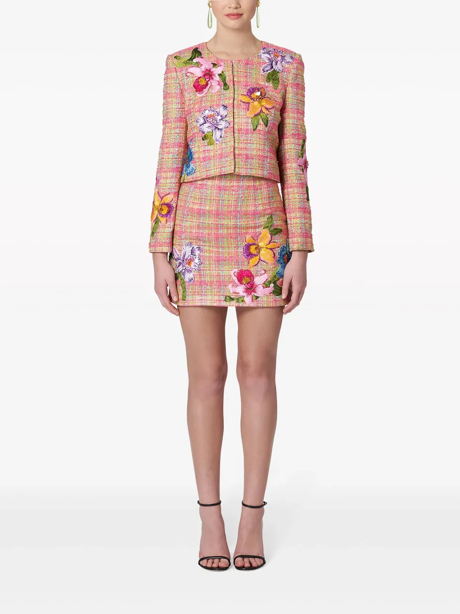 floral-embroidered tweed miniskirt 3