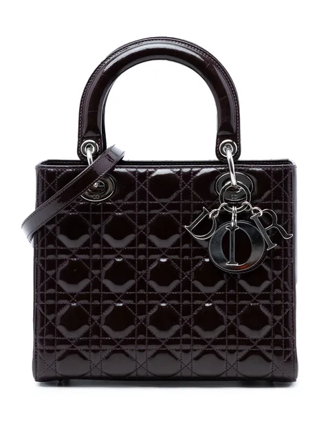 лакированная сумка-сэтчел Cannage Lady Dior среднего размера (2009 год)