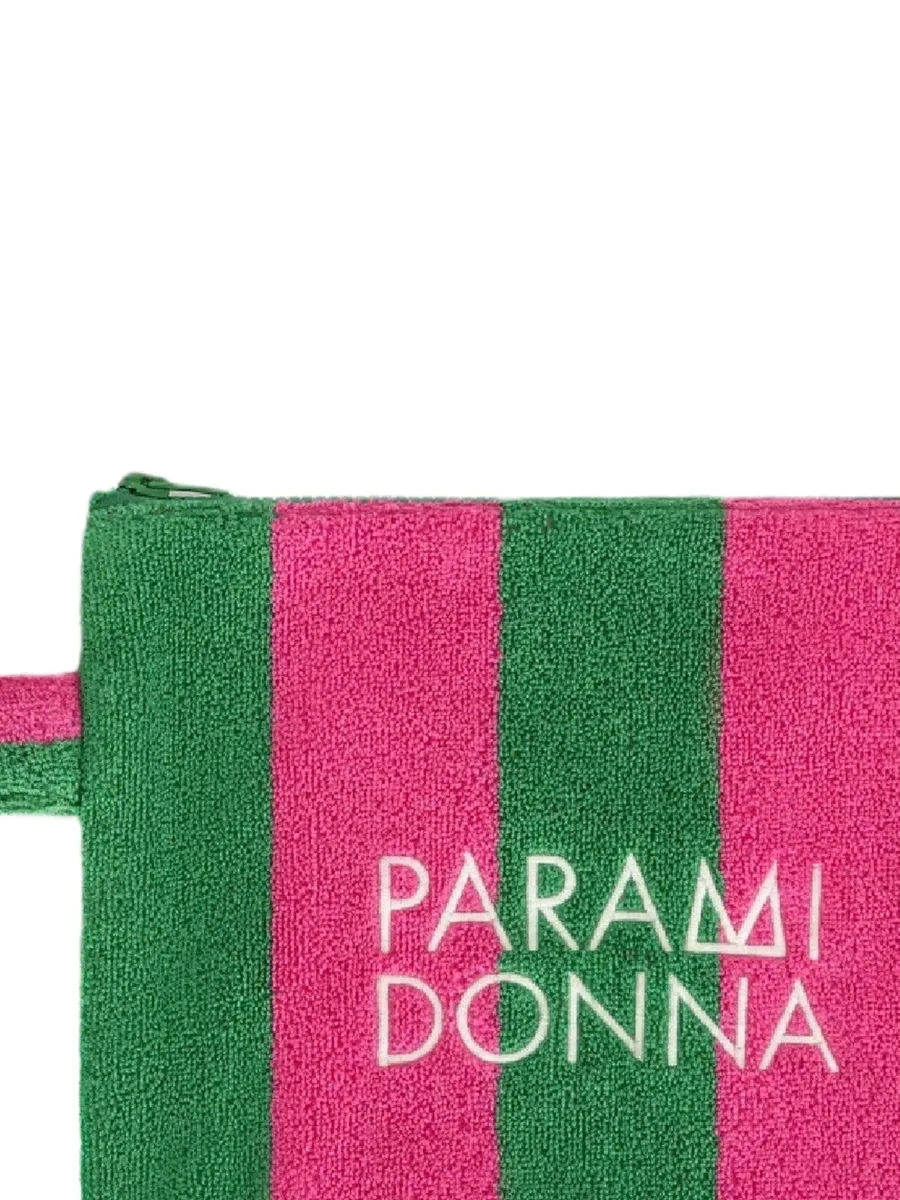 logo-print striped clutch bag 3