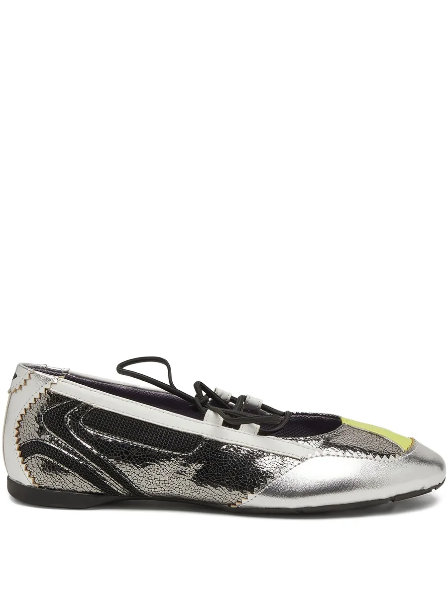 D-Mile-metallic lace-up ballet flats 1