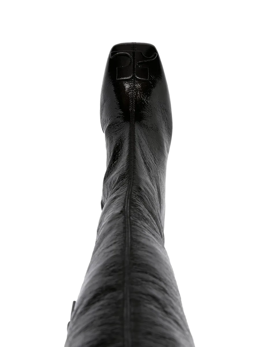 75mm raised-logo leather knee boots 8
