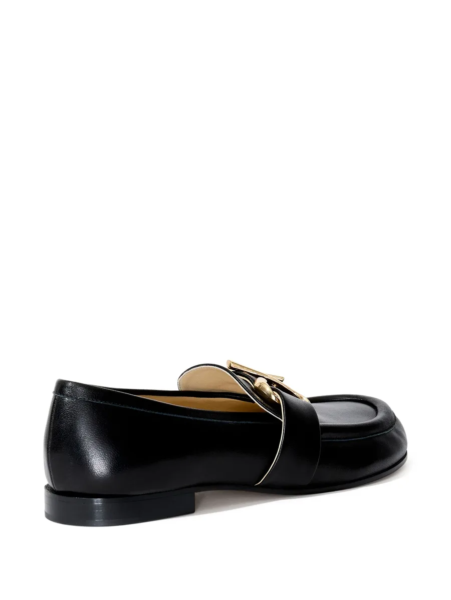 monogram-plaque leather loafers 5