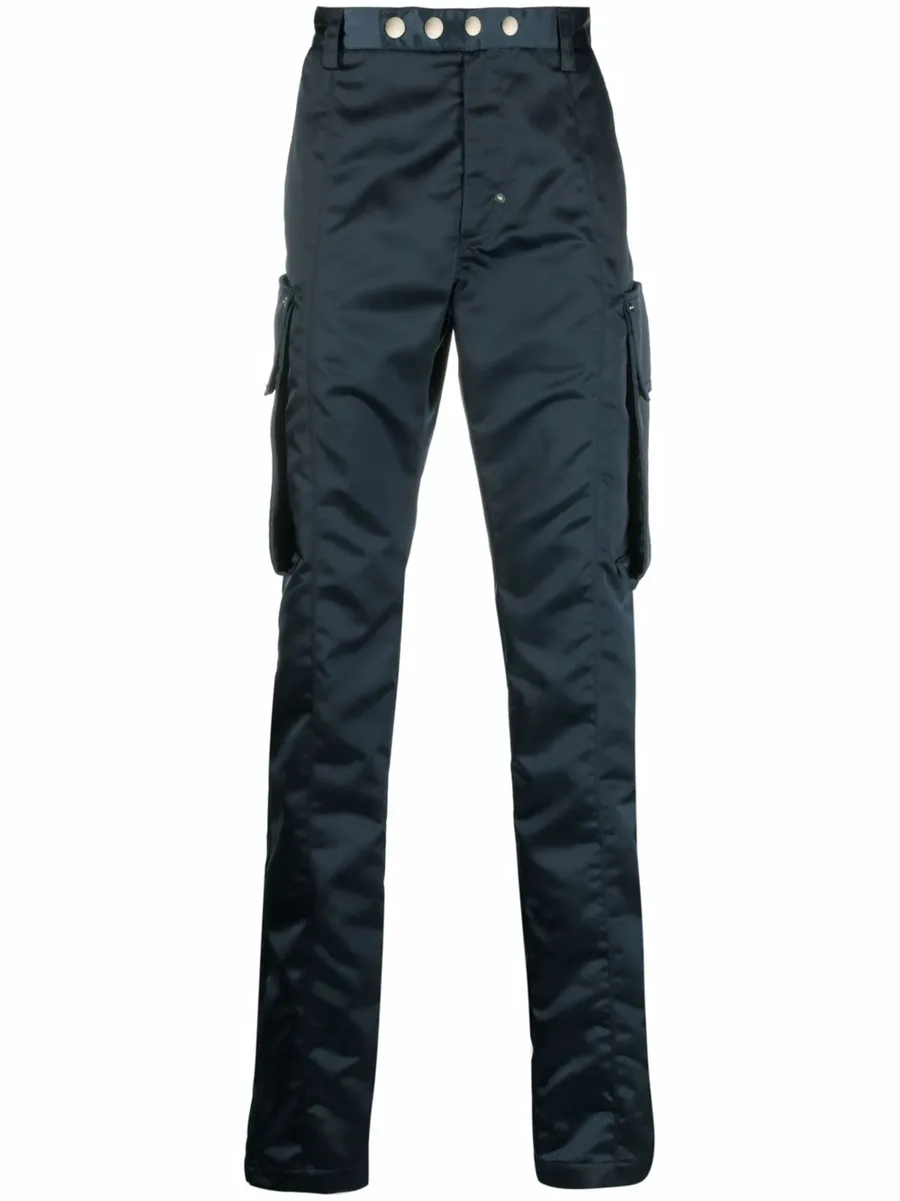 high-shine slim-cut trousers 1