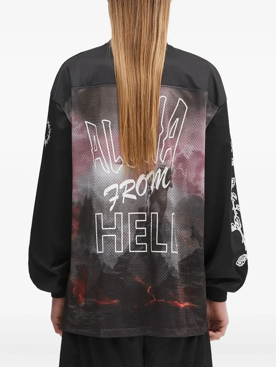 mesh-panel graphic long-sleeve T-shirt 7