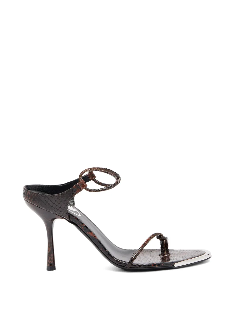 D-Diam's-thin cord sandals in croc-effect leather 1