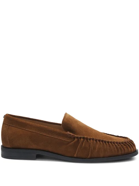 suede loafers with ruched detail