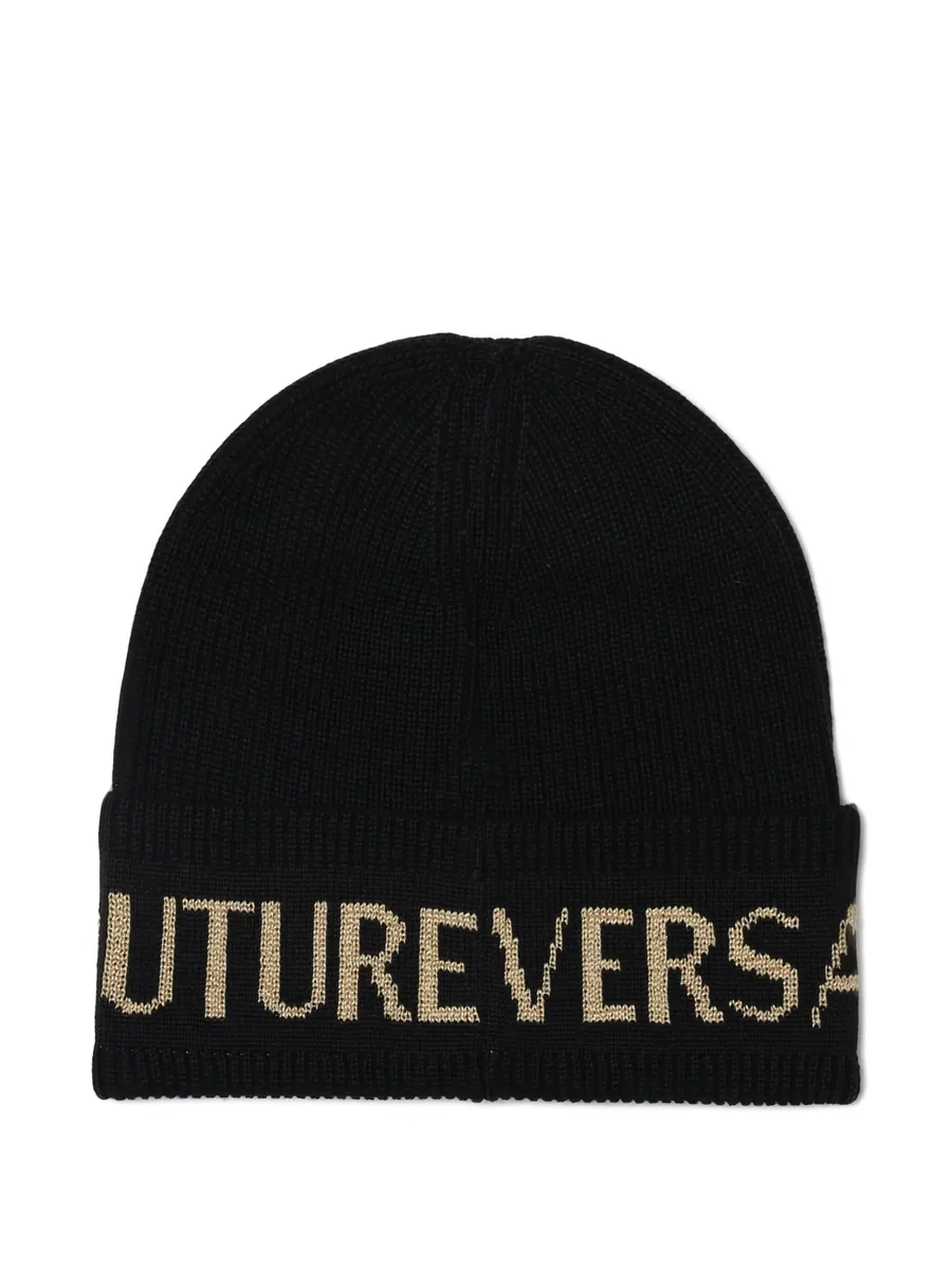 intarsia-knit logo beanie 1