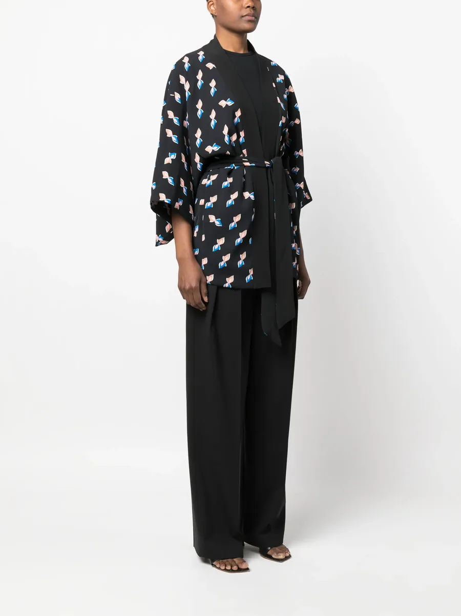 graphic-print belted kimono 5