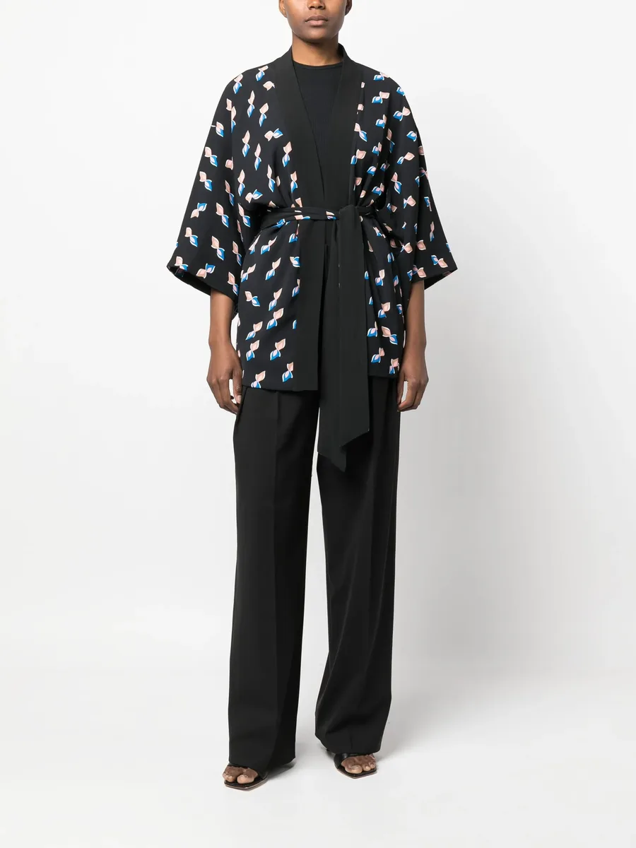graphic-print belted kimono 4