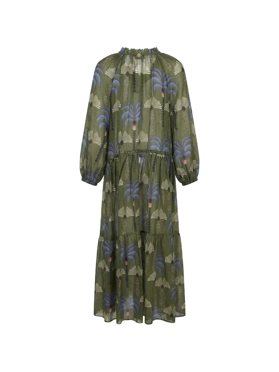 Caterina palm-print tiered dress 3
