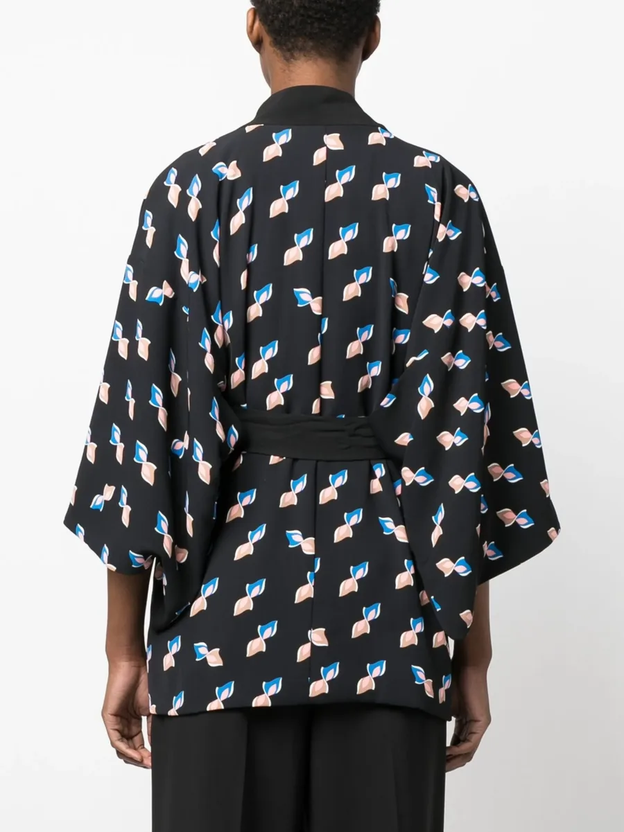 graphic-print belted kimono 7