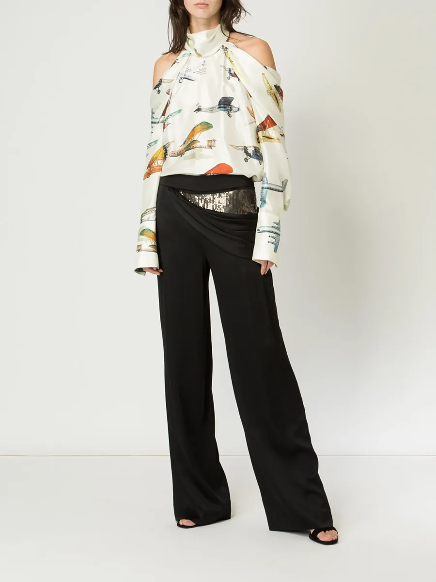 sequin side drape trousers 3