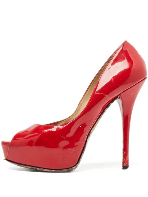 140mm leather heeled pumps