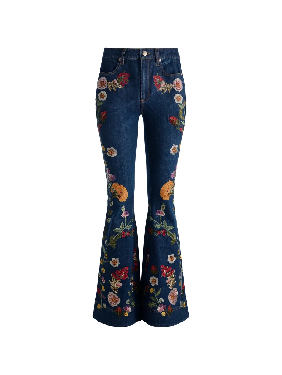 Beautiful floral embroidered jeans 2