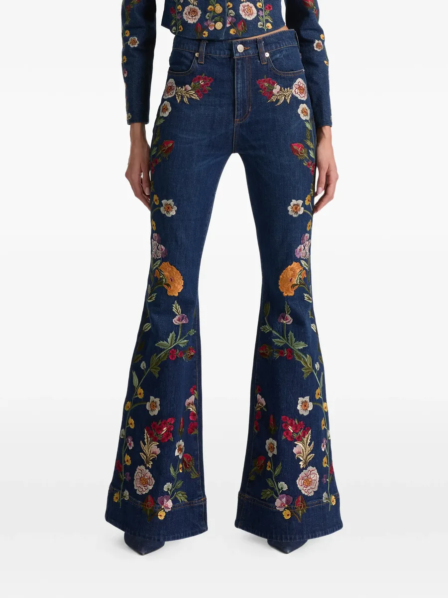 Beautiful floral embroidered jeans 9