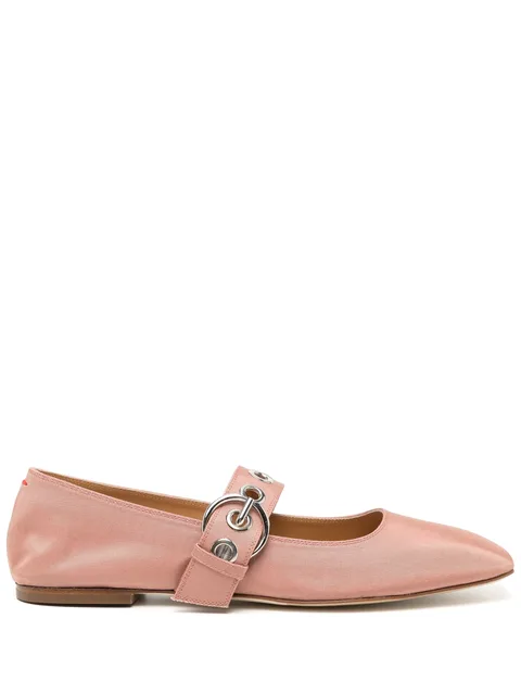 Uma Eyelet Grosgrain Coral ballet flats