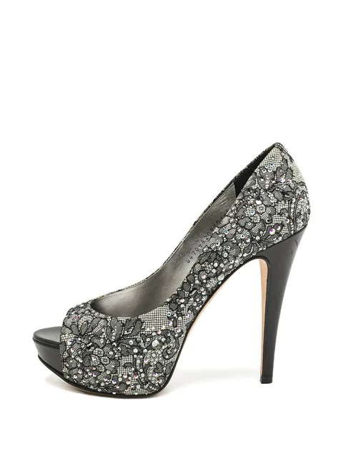 crystal-embellishment lace pumps