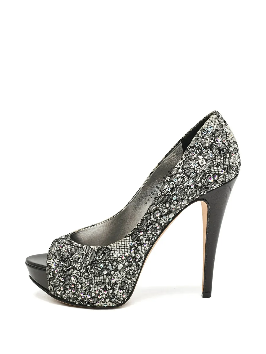 crystal-embellishment lace pumps 2