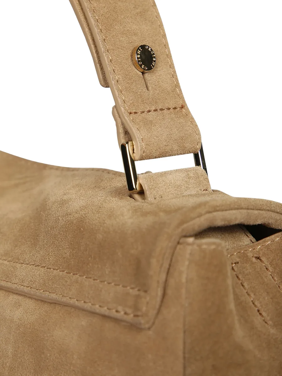 logo-lettering suede tote bag 5