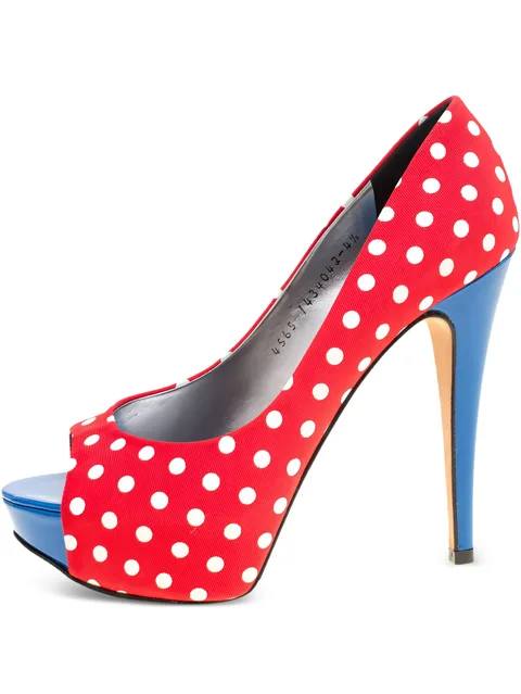 polka-dot open-toe platform heels