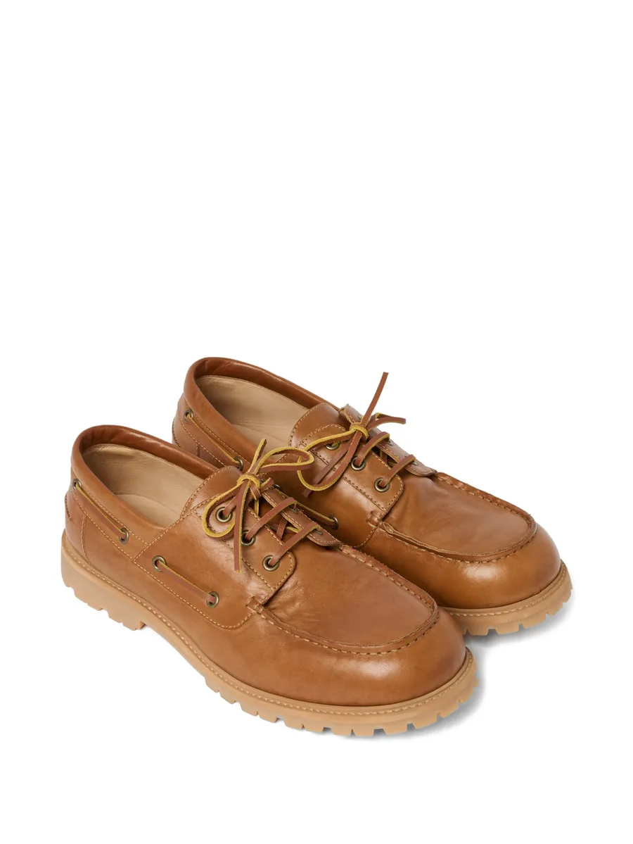 Guston raw-cut leather boat shoes 4