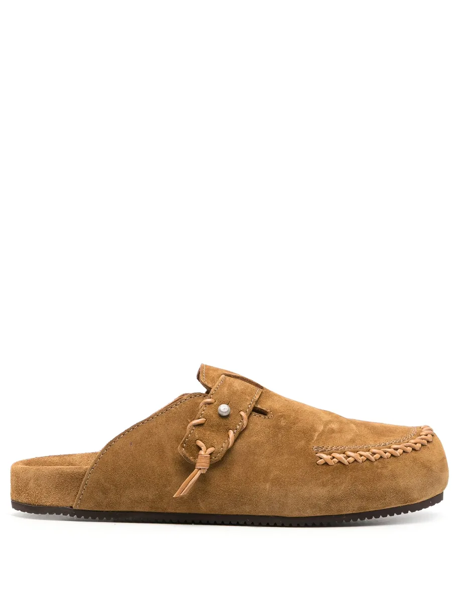 decorative-stitching suede slippers 1