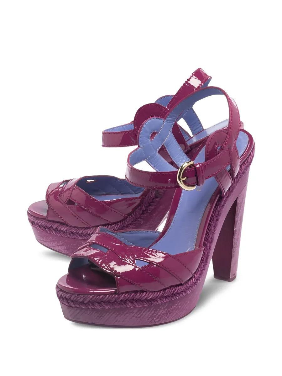 pre-owned 130mm leather platform sandals 5