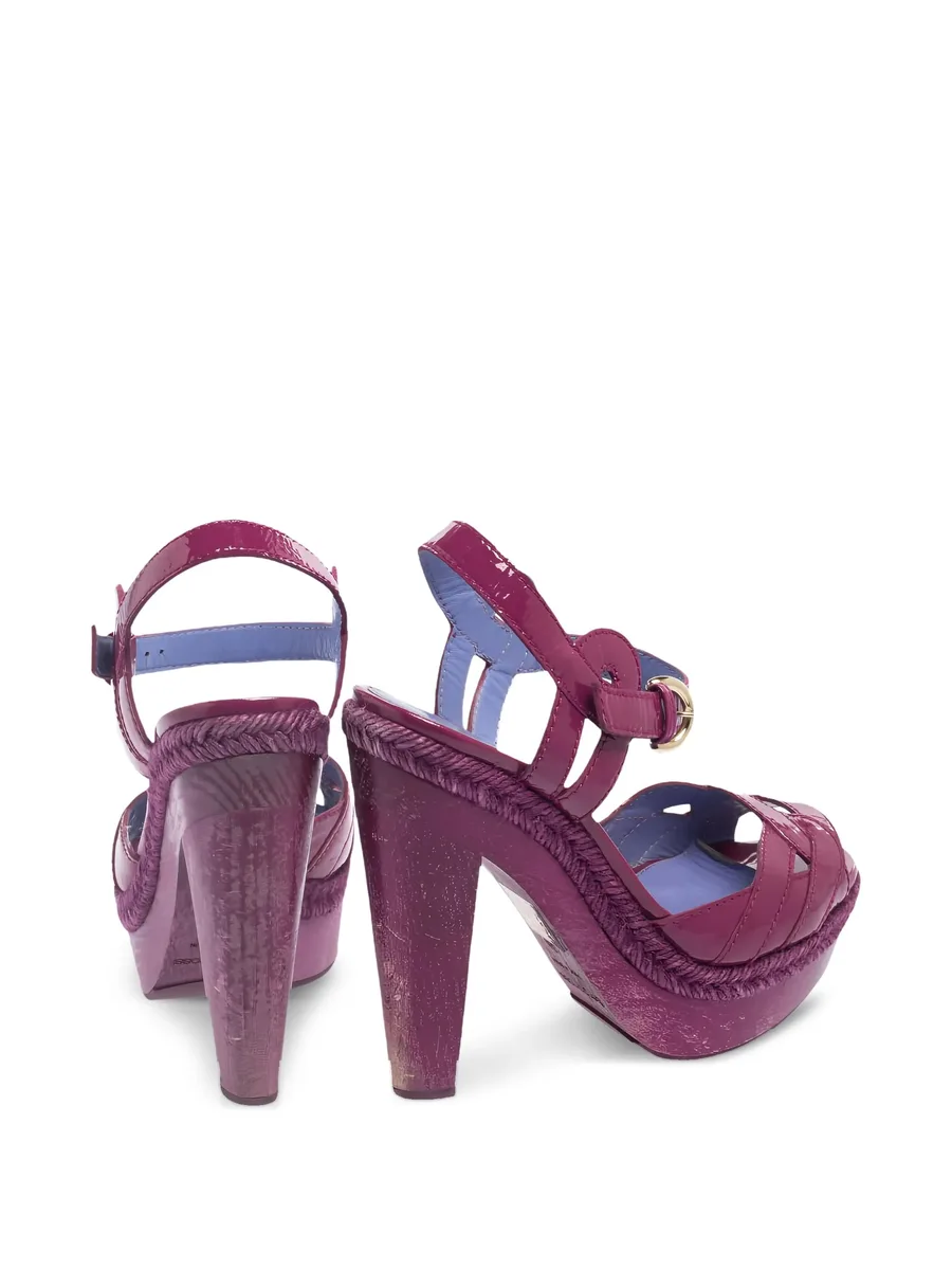 pre-owned 130mm leather platform sandals 7