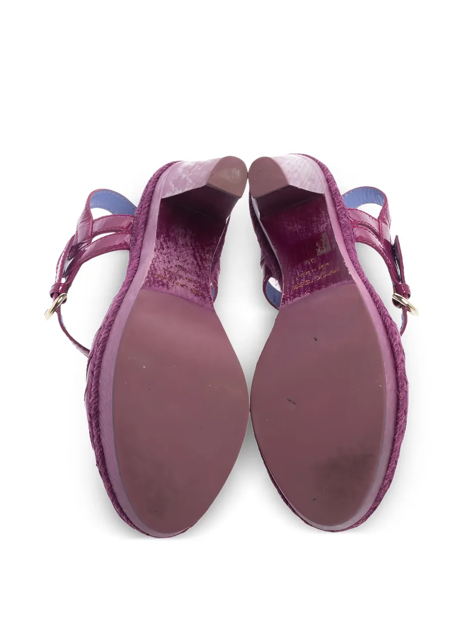 pre-owned 130mm leather platform sandals 10