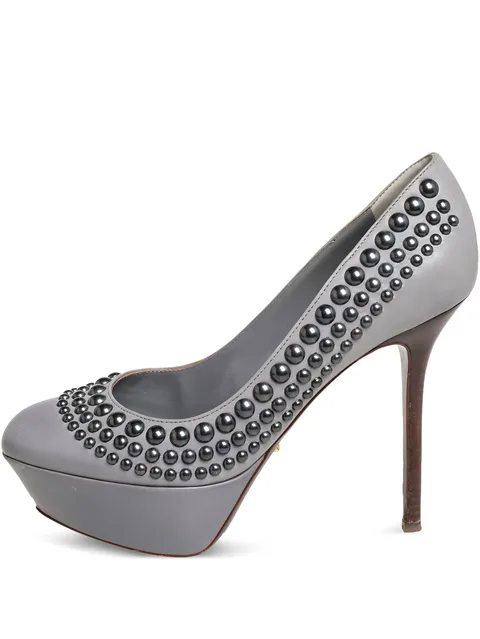 120mm leather heeled pumps