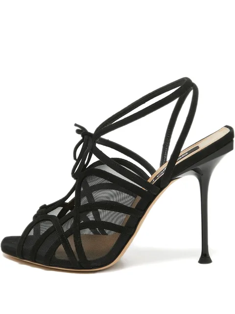 Pre-owned mesh-lace sandals